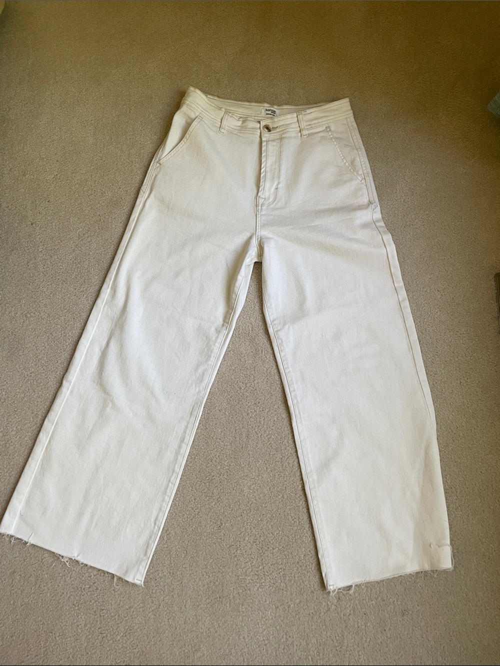 Kensie “The Kaya” High Rise Wide-Leg Jeans Cream size 8 waist 29 NWOT